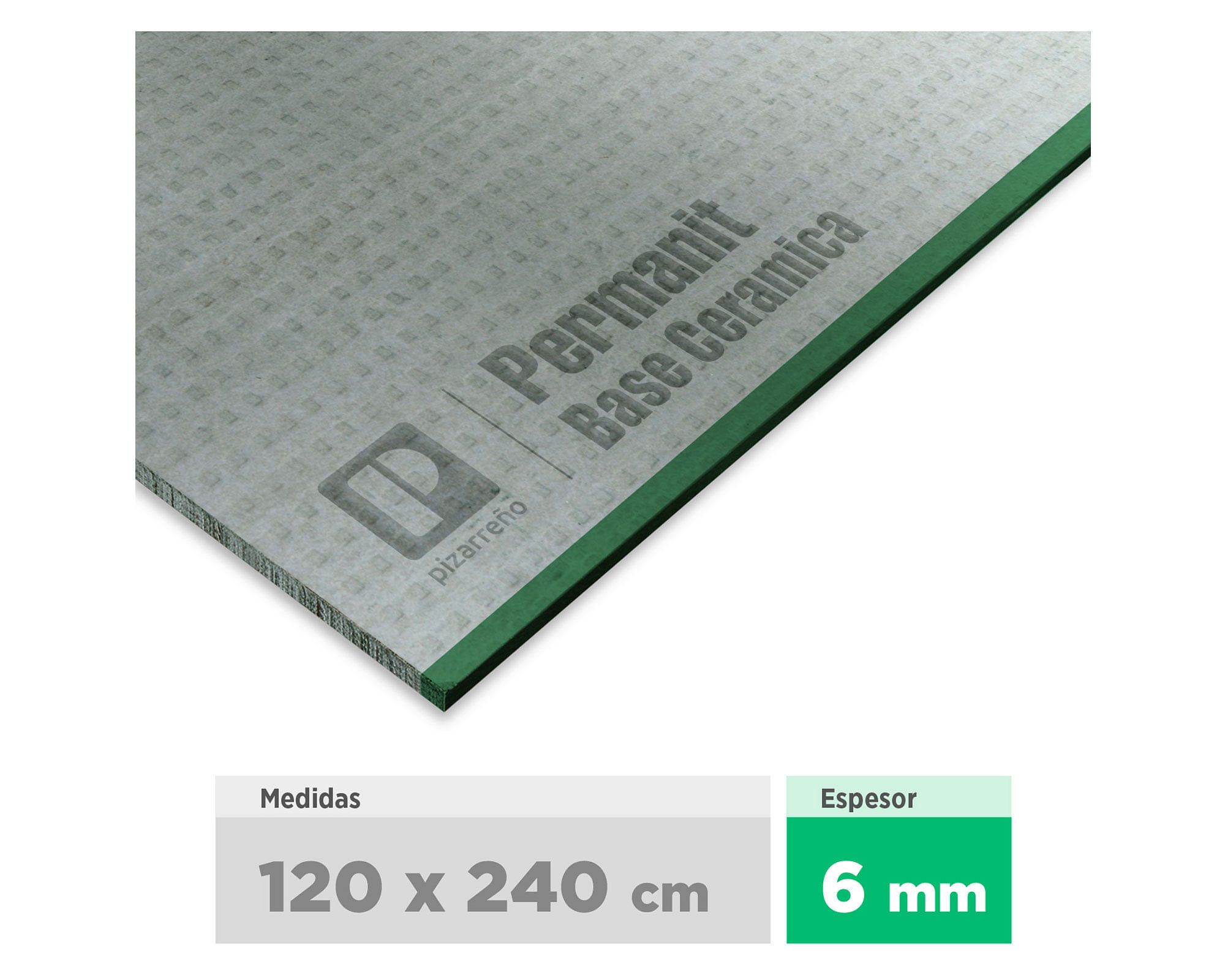 Plancha fibrocemento 6x1200x2400 mm Permanit base cerámica Pizarreño