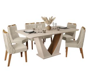 Comedor 6 sillas Dalila Carvalho blanco/ café claro