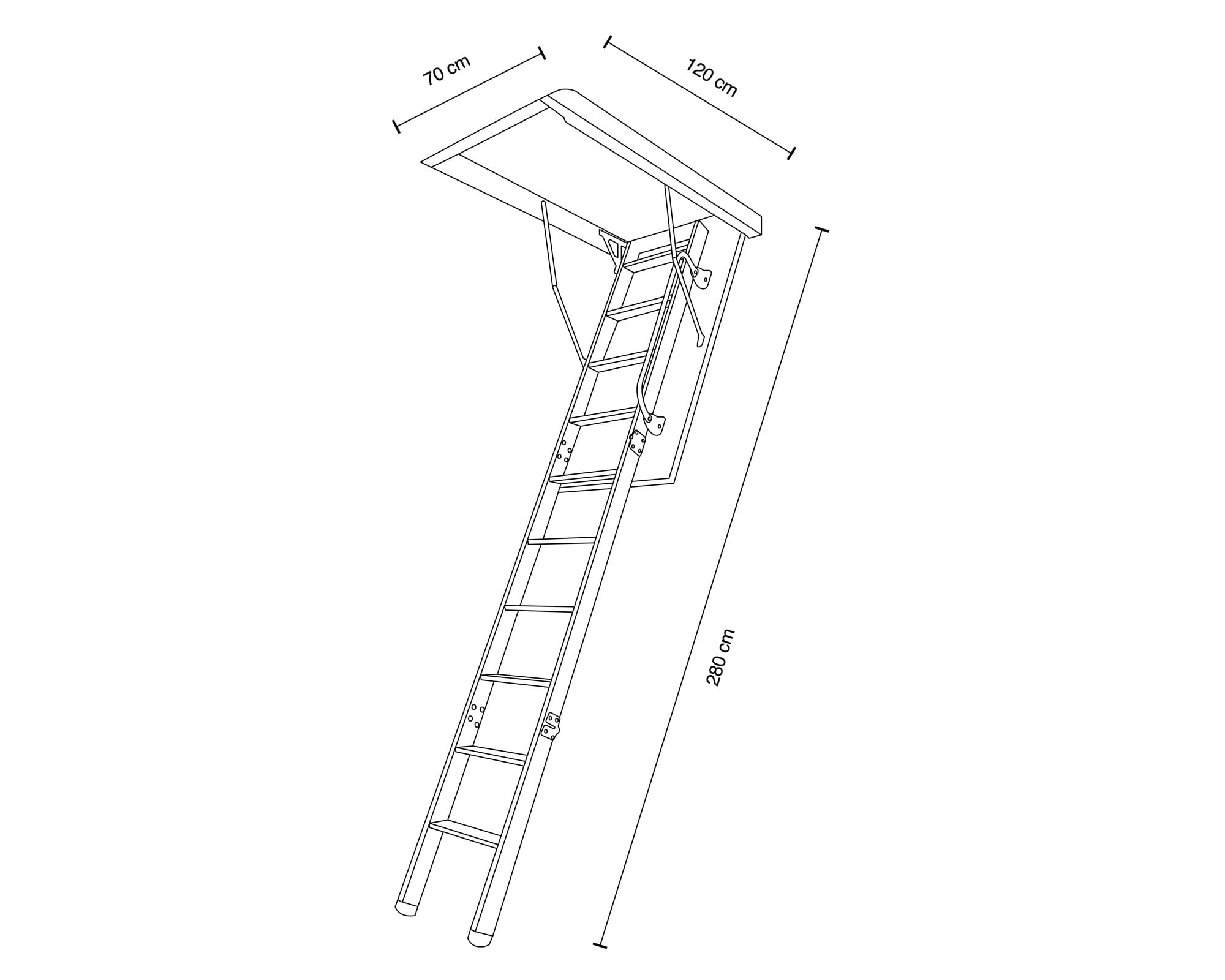 Escalera Entretecho 2,8 m Aluminio Deluxe Baldara