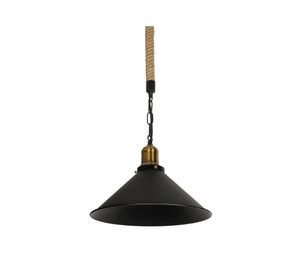 Lámpara colgar E27 1L Rústica cáñamo negro