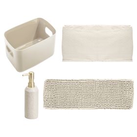 Accesorios baño ecru 4 piezas