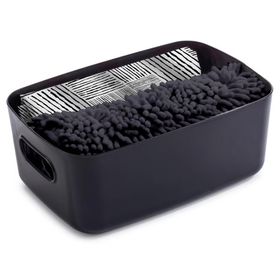 Caja organizadora baño + cortina + piso negro