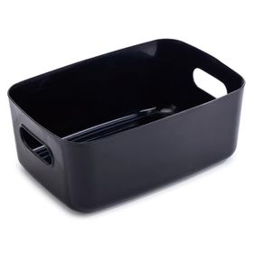 Caja organizadora baño + cortina + piso negro