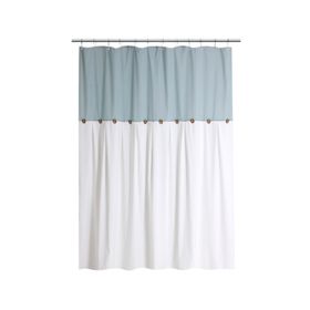 Cortina baño Botones azul/blanco 180x180 cm