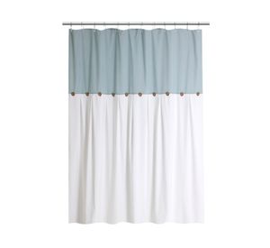 Cortina baño Botones azul/blanco 180x180 cm