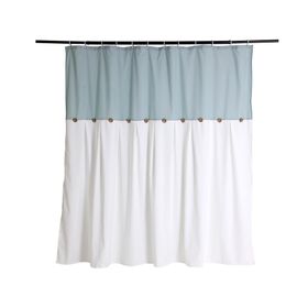 Cortina baño Botones azul/blanco 180x180 cm
