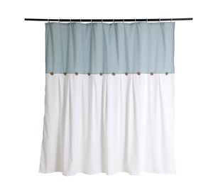 Cortina baño Botones azul/blanco 180x180 cm