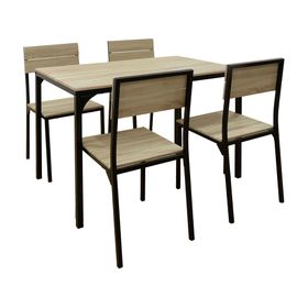 Comedor 4 sillas Eilam negro/natural 75x110x70 cm