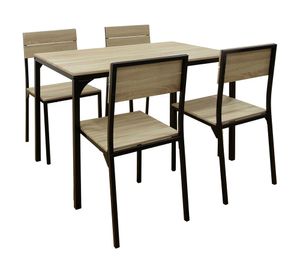 Comedor 4 sillas Eilam negro/natural 75x110x70 cm