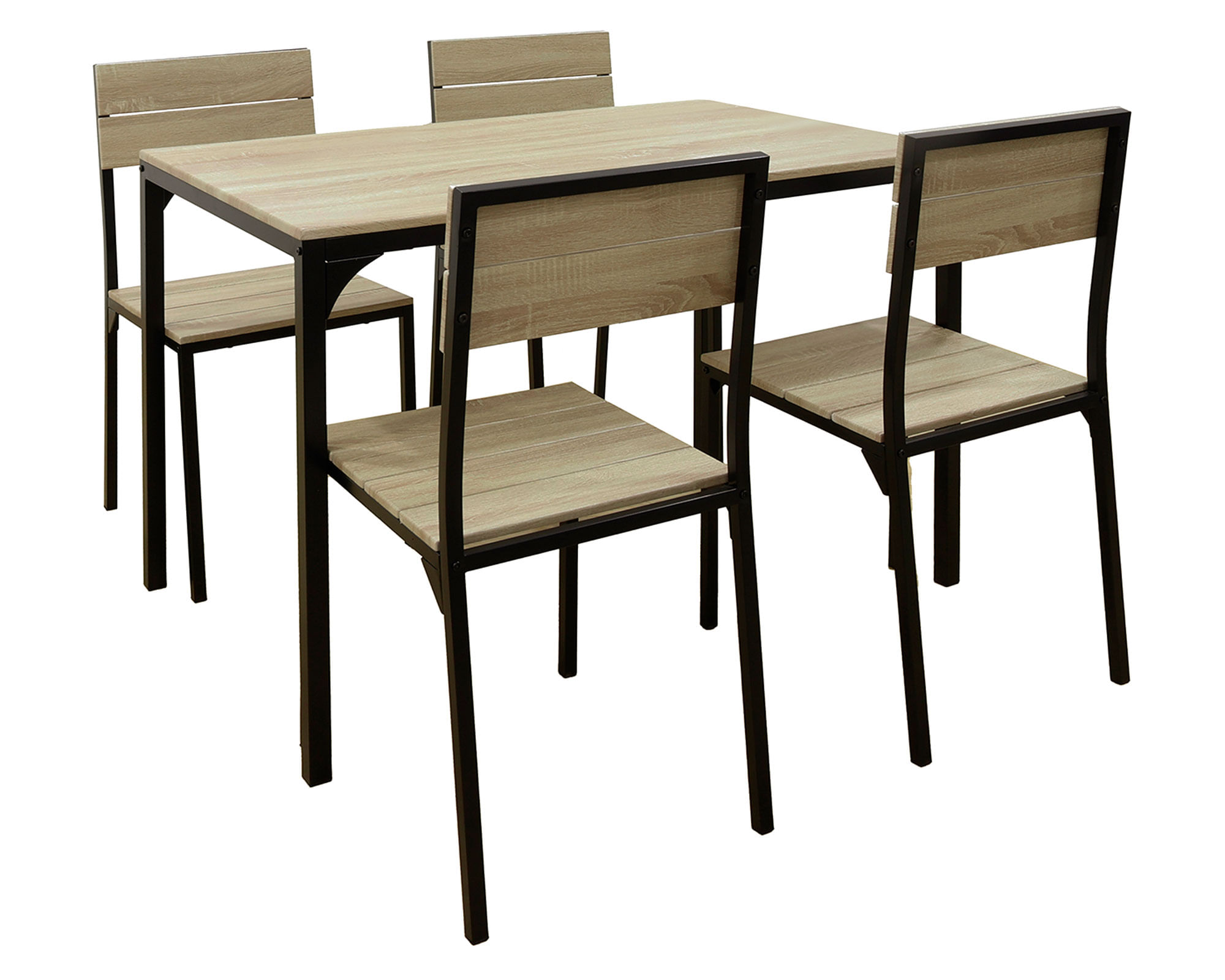 M+Design Comedor 4 sillas Eilam negro/natural 75x110x70 cm
