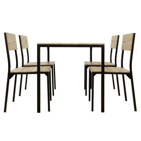 Comedor 4 sillas Eilam negro/natural 75x110x70 cm