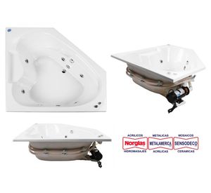 Tina hidromasaje 150x150 cm 7 jets derecho Creta Norglas.