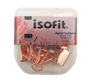 Doble clip 19 mm 12 unidades rose gold