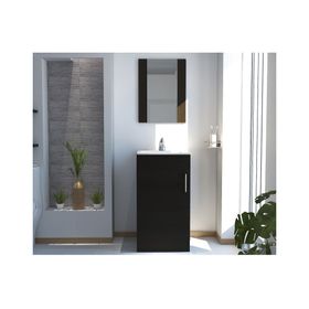 Kit baño mueble lavamanos + espejo flotante Madrid wengue TuHome