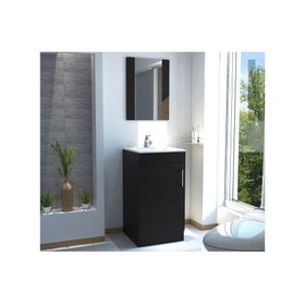 Kit baño mueble lavamanos + espejo flotante Madrid wengue TuHome