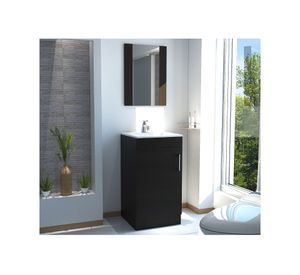 Kit baño mueble lavamanos + espejo flotante Madrid wengue TuHome