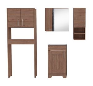 Mueble vanitorio + ahorrador espacio + gabinete espejo + mueble auxiliar baño Barcelona miel TuHome