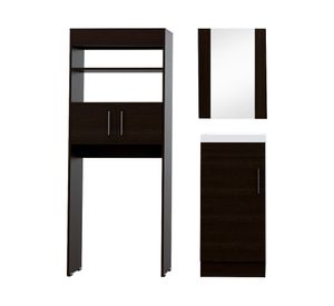 Mueble vanitorio + ahorrador espacio + espejo flotante Madrid Wengue TuHome