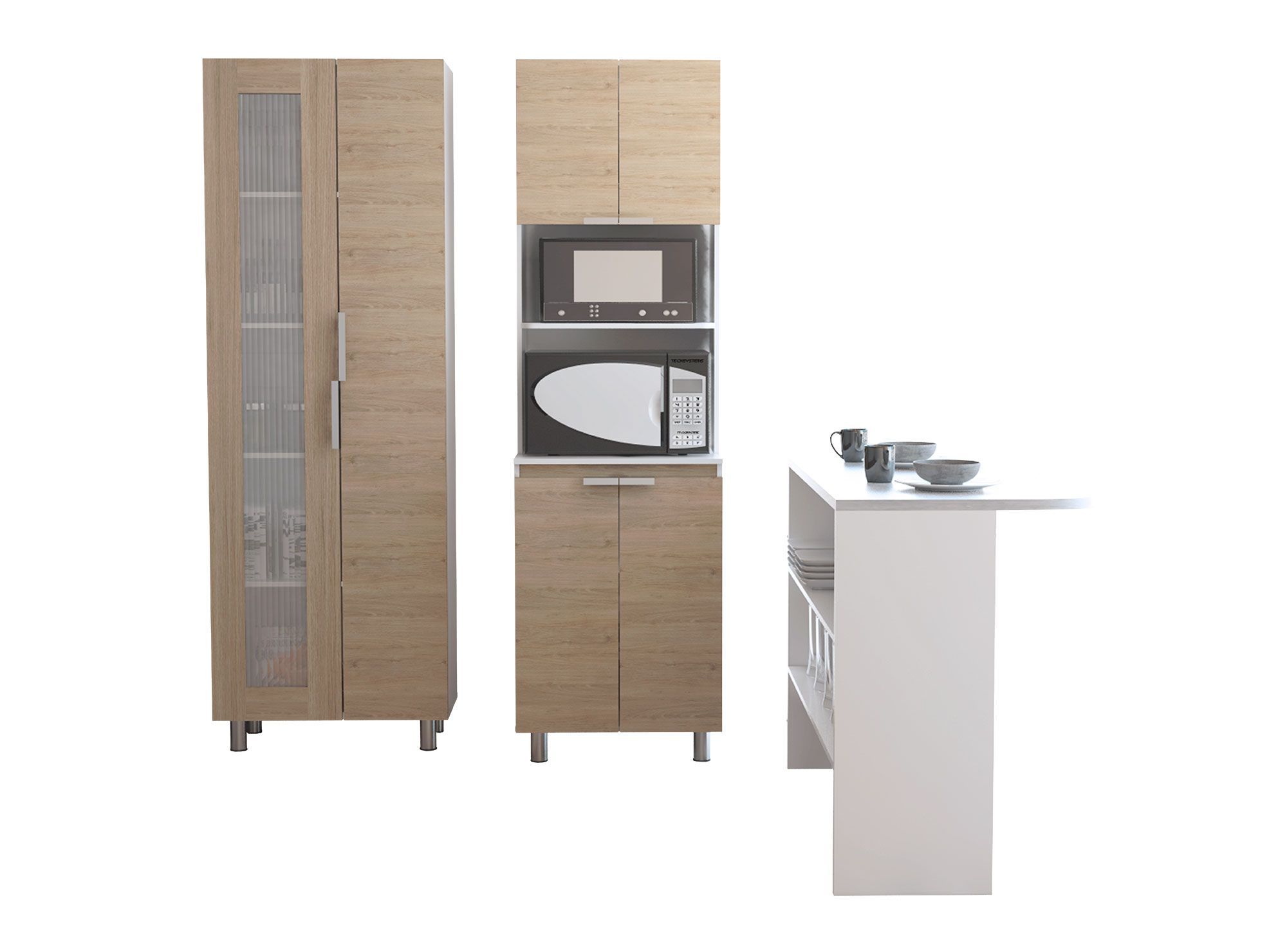 Kit cocina 6 puertas Fendi blanco/rovere/cemento TuHome