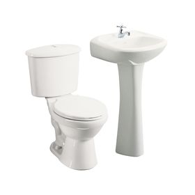 Juego de baño WC + lavamanos pedestal Evolution crema