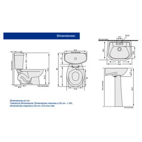 Juego de baño WC + lavamanos pedestal Evolution crema