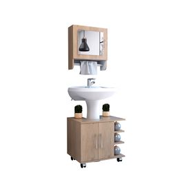 Botiquín + Optimizador lavamanos BATH 300 rovere/blanco