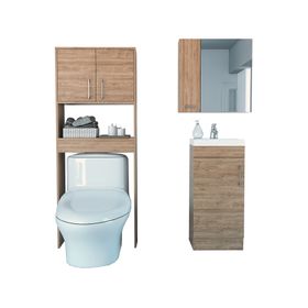 Botiquín + Mueble lavamanos + Optimizador MY BATH miel