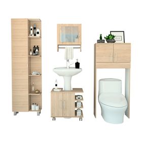Botiquín + Optimizador lavamanos + Mueble + Baño BATH 300 rovere/blanco