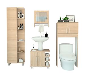 Botiquín + Optimizador lavamanos + Mueble + Baño BATH 300 rovere/blanco