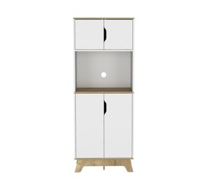 Mueble microondas 4 puertas bicolor blanco/duna