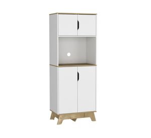 Mueble microondas 4 puertas bicolor blanco/duna
