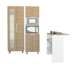 Combo alacena + microondas + barra Fendi Rovere/blanco