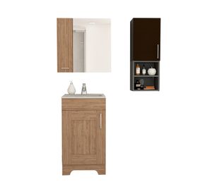 Botiquín + Mueble lavamanos MY BATH miel/wengue