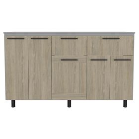 Mueble cocina 5 puertas 2 cajones Hasselt gris/rovere TuHome