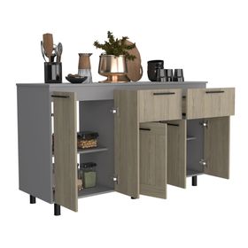 Mueble cocina 5 puertas 2 cajones Hasselt gris/rovere TuHome
