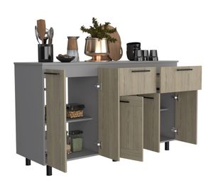 Mueble cocina 5 puertas 2 cajones Hasselt gris/rovere TuHome