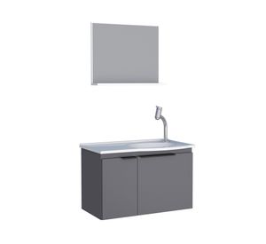 Mueble vanitorio 63 cm + espejo Quartzo gris