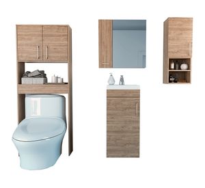 Botiquín + Mueble lavamanos + Optimizador MY BATH miel