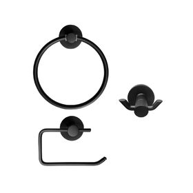 Kit accesorios baño negro mate 3 piezas