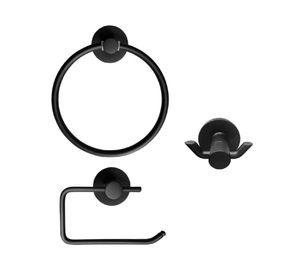 Kit accesorios baño negro mate 3 piezas