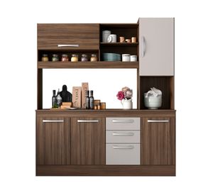 Kit cocina 5 puertas 3 cajones café/blanco off