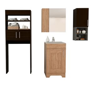 Botiquín + Mueble lavamanos + Optimizador MY BATH miel/wengue