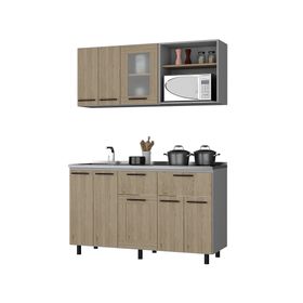 Kit cocina 8 puertas Hasselt gris rovere