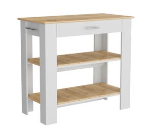 Isla de cocina Cala blanco y macadamia 93.4x101.7x50.8 cm