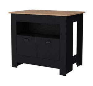 Isla de cocina Arlet wengué y macadamia 89.9x103x70 cm