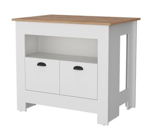 Isla de cocina Arlet blanco y macadamia 89.9x103x70 cm
