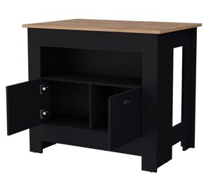 Isla de cocina Arlet wengué y macadamia 89.9x103x70 cm