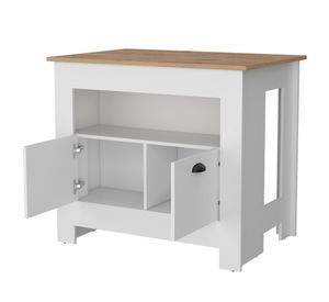 Isla de cocina Arlet blanco y macadamia 89.9x103x70 cm