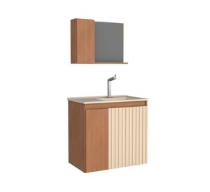 Mueble vanitorio aereo con espejo Camomila 56x60x36 cm café