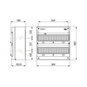 Tablero sobrepuesto 36 módulos IP65